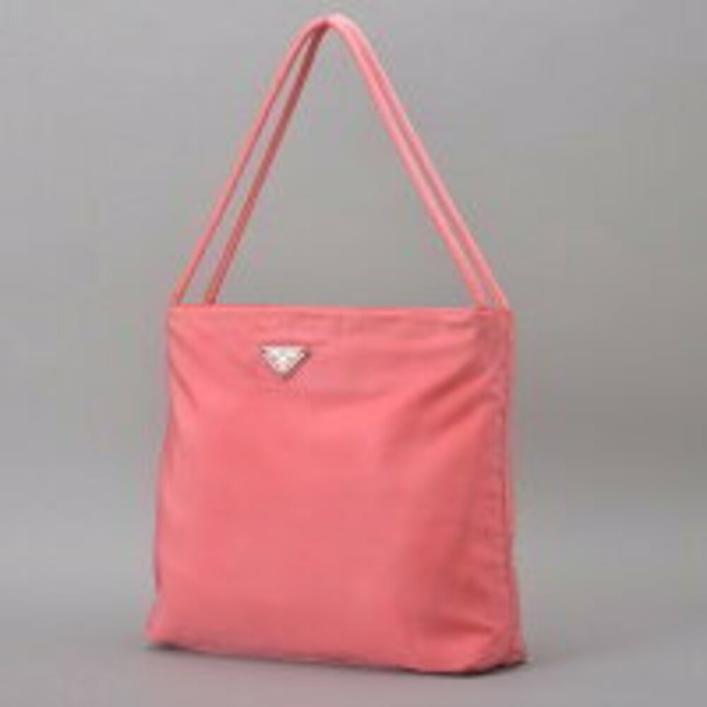 PRADA tote bag triangular plate pink TESSUTOCITY shoulder ak